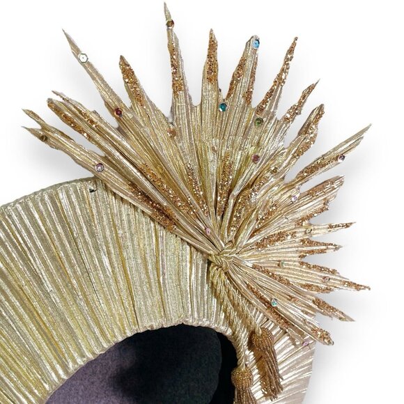 Whittall And Shon Gold Glitter Vintage Church Derby Hat - Picture 6 of 12